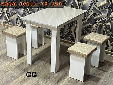 məktəbli parta: Mətbəx üçün, Yeni, Açılmayan, Kvadrat masa, 4 stul — 2