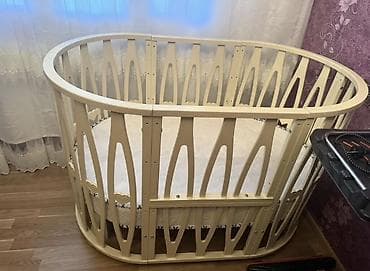 aslanoglu mebel: Oval formalı uşaq beşiyi - Material: taxta konstruksiya, möhkəm və — 1
