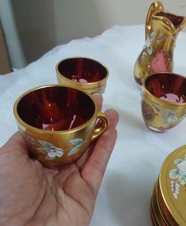 qab qaçaq: Qəhvə dəsti, rəng - Qızılı, Şüşə — 4