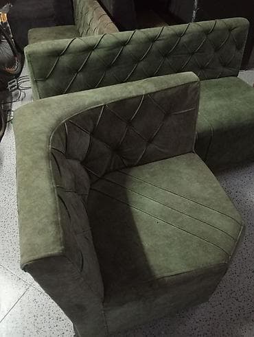 kunc divan kreditle: Məhsul: Yumşaq oturma divanı (kafe/restoran üçün) - Rəng: Zeytun-yaşıl — 5