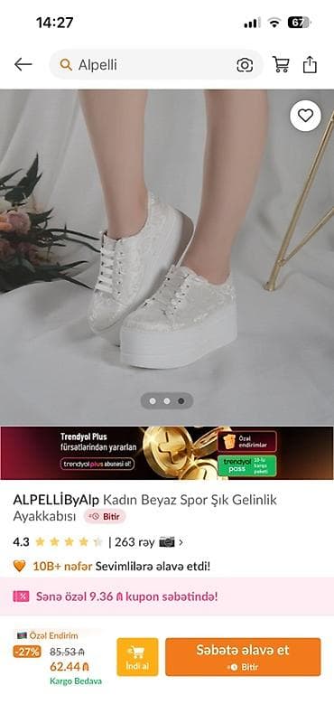 qadın ayaqqabi: Ölçü: 38, rəng - Ağ, Yeni — 2