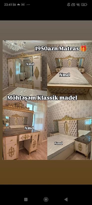 Möhtəşəm klassik yataq otağı dəsti Tərkibi: - Geniş, sürgülü güzgülü