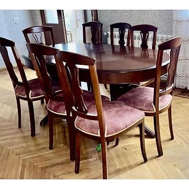 Qonaq otağı üçün, İşlənmiş, Oval masa, 6 stul