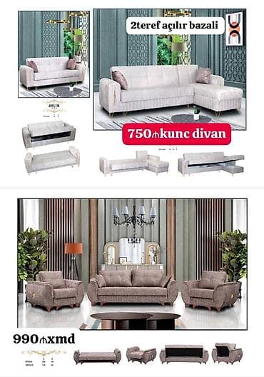mebel kraskalari: Kunc divan və yumşaq mebel dəsti 1) Aylin künc divan – 750₼ - 2 tərəf — 1