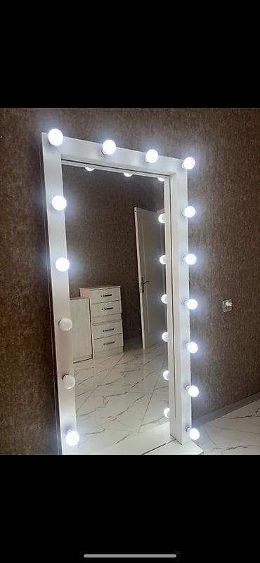 plastik ayna: Güzgü Döşəmə üstü, Düzbucaqlı, Makiyaj üçün, Arxa işıqlı — 2