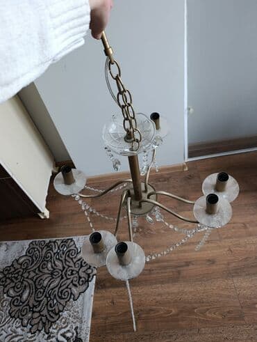 Настольные светильники: Люстра, 6 ламп, Стекло — 2