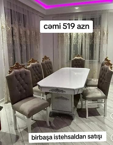 Yemək otağı dəsti – klassik dizayn - Dəst: 1 düzbucaqlı masa + 6 stul lalafo.az -da Yemək otağı dəsti – klassik dizayn - Dəst: 1 düzbucaqlı masa + 6 stul