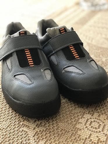 barter saatla: Velkro bağlamalı iş ayaqqabısı - Rəng: tünd boz/gümüşü üst, qara — 1