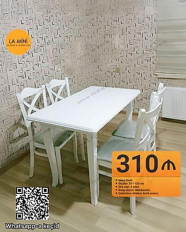 stol stul modelleri: Mətbəx üçün, Açılmayan, Dördbucaq masa, 4 stul — 1