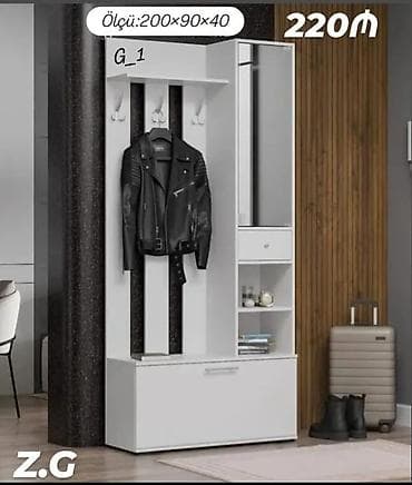 sifonerlər: Dəhliz üçün çoxfunksiyalı asılqan və şkaf kombini Ölçü: 200×90×40 — 1