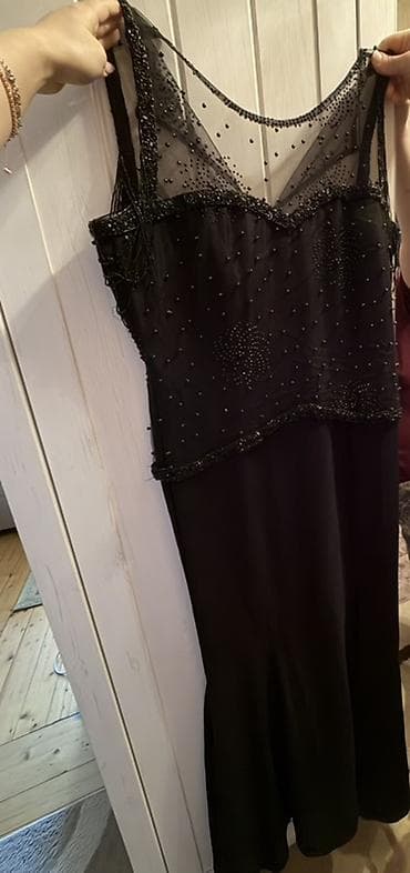 Qara axşam geyimi – incə muncuq işləməli - Rəng: klassik qara - — 2