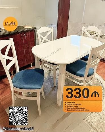Mətbəx üçün, Açılmayan, Oval masa, 4 stul lalafo.az -da Mətbəx üçün, Açılmayan, Oval masa, 4 stul
