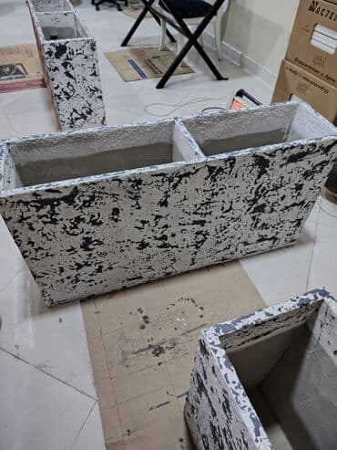 şanagüllə bitkisi: Dekorativ beton çiçək qabı – uzun düzbucaqlı forma - Material — 3