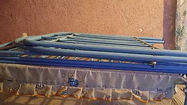 usaq carpayi: Uşaq çarpayısı üçün mavi metal qoruyucu məhəccər (yanlıq) - Material — 1