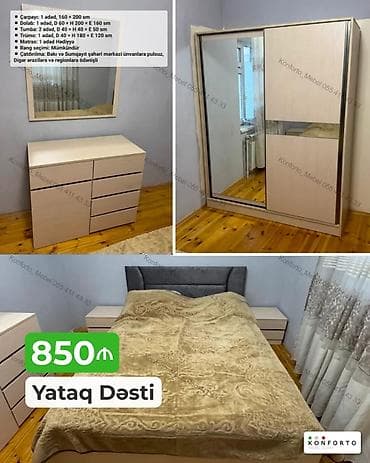 matras sumqayit: Yataq Dəsti – 850₼ Dəst tərkibi və ölçülər: - Çarpayı: 1 ədəd, 160 × — 1