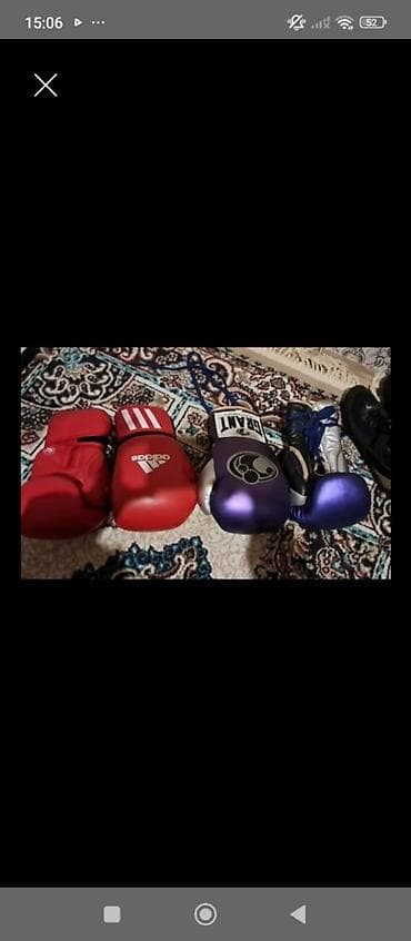Boks ləvazimatları dəsti - 3 cüt boks əlcəyi: - Qırmızı Adidas (məşq