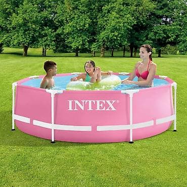 Hovuzlar: INTEX karkaslı hovuz – çəhrayı rəngdə, həyətyanı sahələr üçün ideal — 1