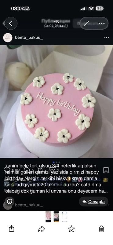 tort 8: Tort RƏSSMI axtarılır Tort sifarişi qəbul olunur. Əlaqə nömrəmə — 1