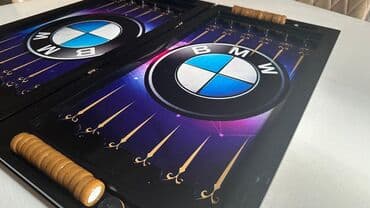 купить коврики в машину: BMW loqolu nərd dəsti - Qapaqlı taxta nərd lövhəsi, hər iki iç səthdə — 2