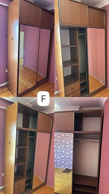 islenmis dolab: İşlənmiş, 2 qapılı, Güzgülü, Qəhvəyi, Taxta, Kupe, Düz dolab — 1