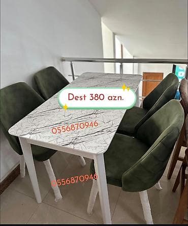 Mətbəx üçün, Yeni, Açılmayan, Dördbucaq masa, 4 stul