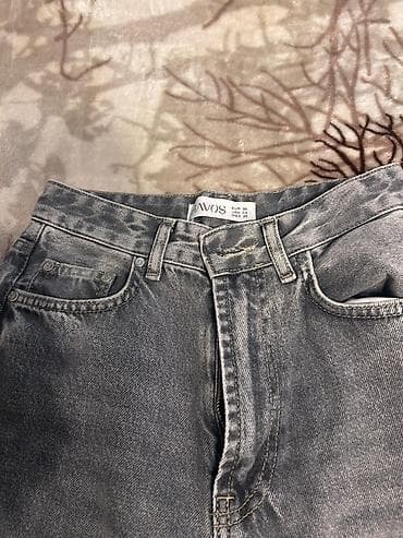 bəqi şalvar: AVOS markalı, boz rəngli, qadınlar üçün geniş balaqlı cins şalvar. Bu — 2