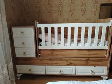 купить кровать трансформер: Oğlan və qız üçün, Dördbucaq, Beşik, Dəst ilə, Matrassız, Yellənmə mexanizmsiz — 4