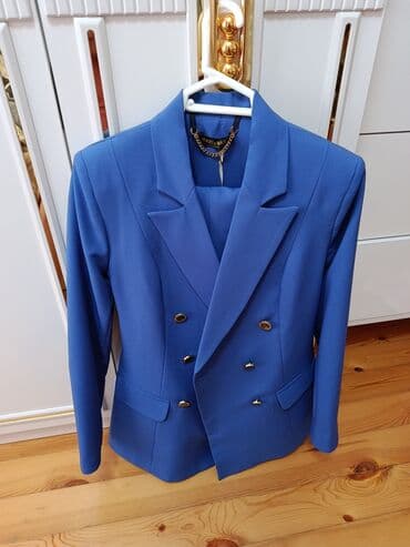 голубые женские костюмы: Qadın kostyumu – MARI&MAR, ölçü 36 - Rəng: canlı kobalt/mavi - — 2