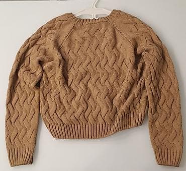 xəz qadın koftaları: Qadın sviteri – toxunma hörgü naxışlı, qum-bej rəng. - Model: dairəvi — 2