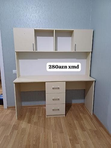 Tələbə və ofislər üçün funksional iş masası. - Rəng: krem - Material