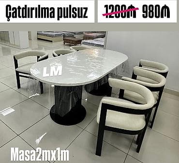 Qonaq otağı üçün, Açılmayan, Oval masa, 6 stul
