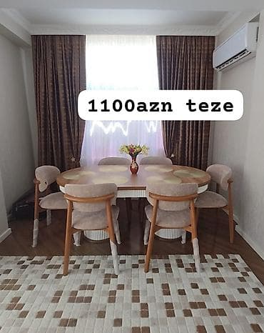 oturaca: Yemək otağı dəsti - 1 ədəd iri oval yemək masası - 6 ədəd yumşaq — 1