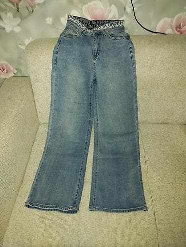 Geniş kəsimli mavi cins şalvar - Model: geniş balaqlı (flare) klassik — 2