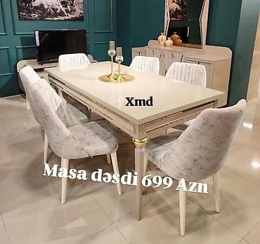 Masa dəsti – 699 AZN - Klassik-modern dizaynlı yemək otağı dəsti -