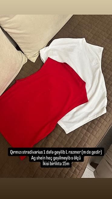 stradivarius xs: - Qırmızı top: Stradivarius,uyğundur). - Ağ top: Shein, S ölçü. - — 1