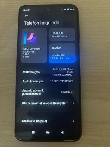 redmi not 13: Redmi Note 9 Pro, 128 GB, rəng - Göy, Barmaq izi — 2