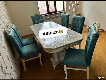 kreslo ucuz: Qonaq otağı üçün, Yeni, Açılmayan, Dördbucaq masa, 6 stul — 1