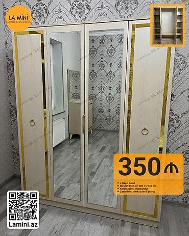 hamam ucun rəf: 4 qapılı dolab - Ölçülər: D 47 × H 200 × U 160 sm - Ön hissədə 2 — 1
