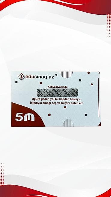Edusinaq.az aktivasiya/promokod kartı – 5₼ nominal Məhsul təsviri: -