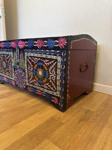 mdf panel: Əl işli naxışlı taxta sandıq - Material: küt taxtadan hazırlanmış — 3