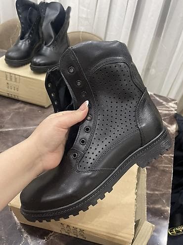 botinka ayaqqabılar: Qara dəri hərbi/iş botinkası - Material: hamar qara təbii dəridən üst — 2