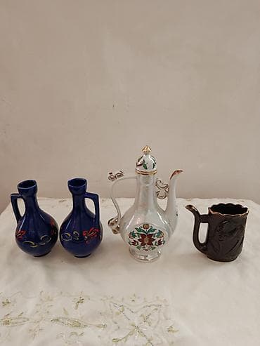 çayni serviz: Kolleksiya dekorativ qab-qacaq dəsti - 2 ədəd kobalt-mavi keramik — 1