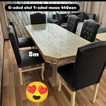 stol destleri: Qonaq otağı üçün, Yeni, Açılmayan, Dördbucaq masa, 6 stul — 1