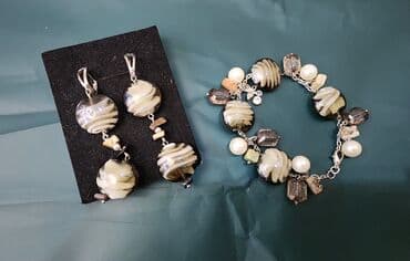 tək qaş sırğalar: Zərgərlik dəsti – sırğa və bilərzik - Tərkib: böyük ölçülü dekorativ — 1