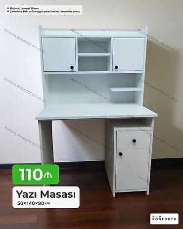 masa ders: Düz masa, Stulsuz, Polkalı, Siyirməli, Sadə laminat — 1