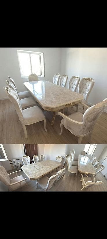Qonaq otağı üçün, İşlənmiş, Dördbucaq masa, 6 stul — 1