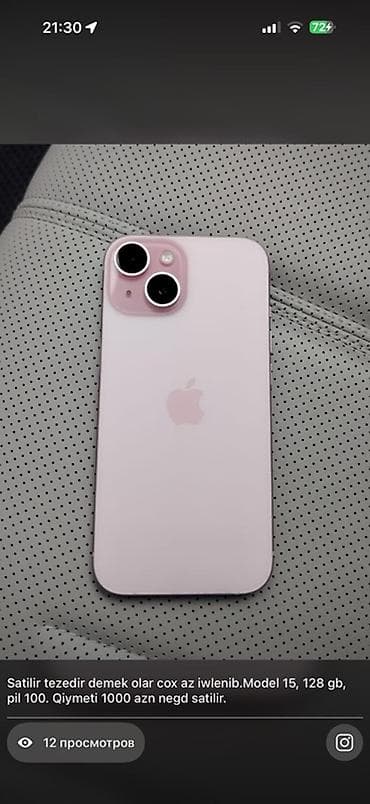 IPhone 15, 128 GB, Çəhrayı