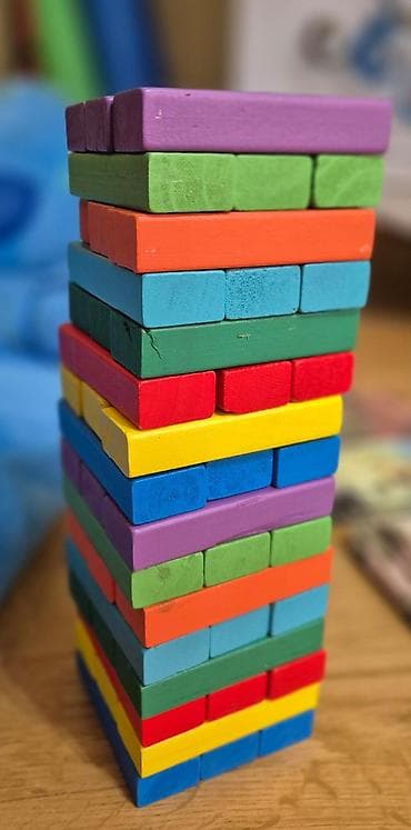 stacktrack oyuncaq dəsti: Taxta rəngli Jenga tipli balans oyunu - Material: hamar işlənmiş — 3