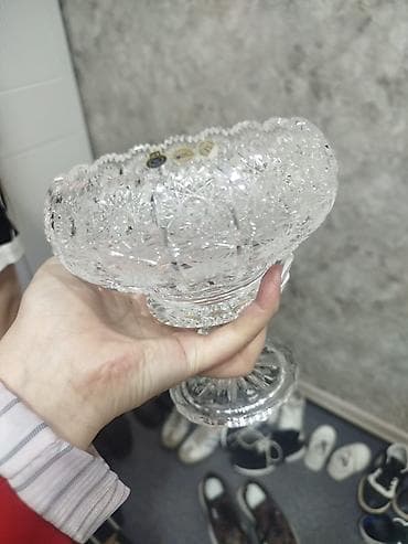 qab qaşıq: Tomun kristal konfeti qabı - Material: qalın, şəffaf kristal şüşə - — 2
