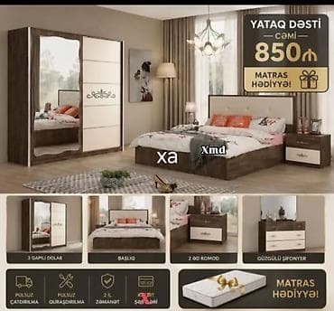 kitab refi modelleri: Yataq dəsti – ümumi komplekt Tərkibi: - 3 qapılı dolab (güzgülü — 1